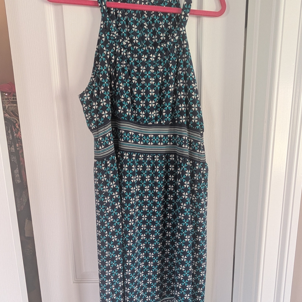 Stylish Black and Teal Patterned Dress